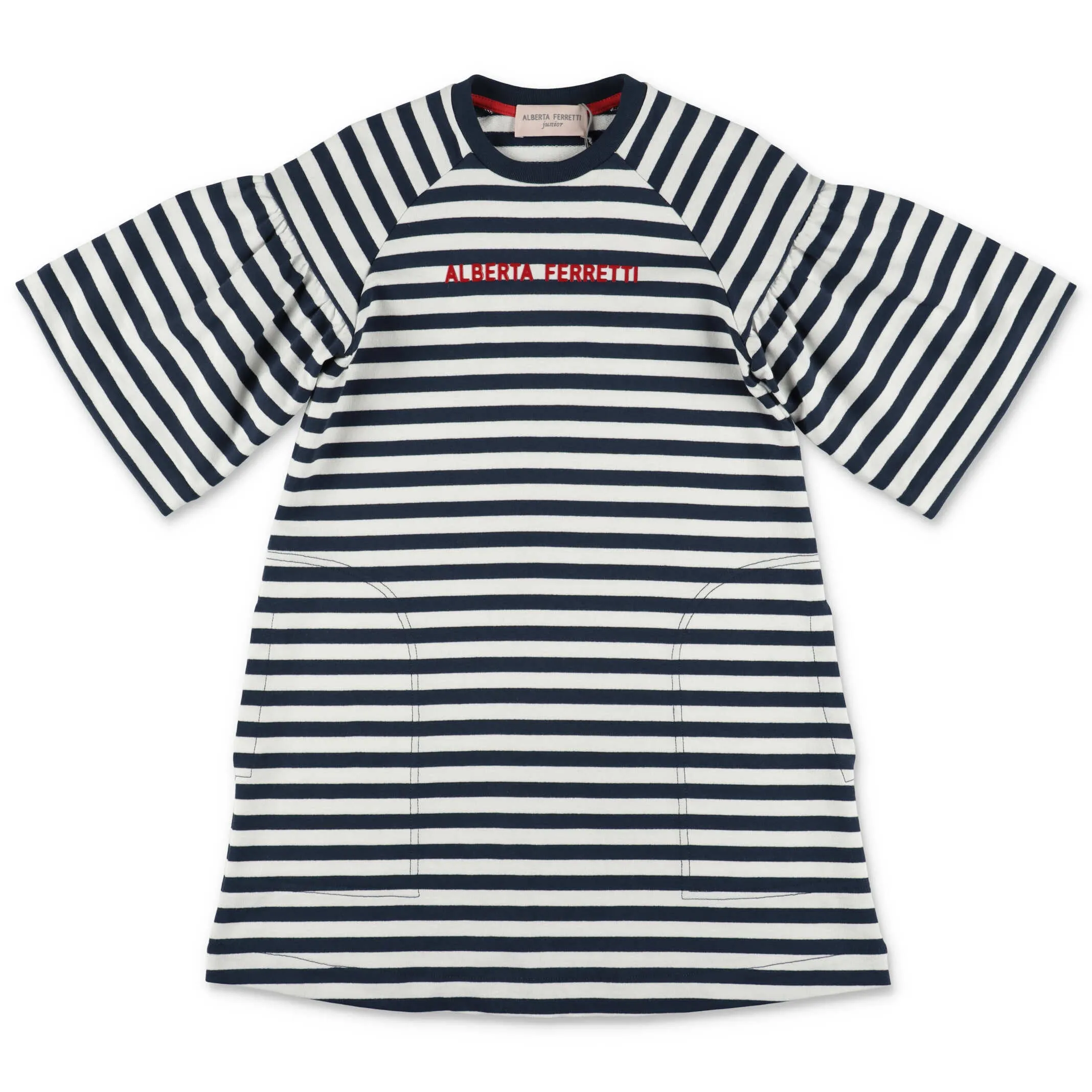 Alberta Ferretti Kids Logo Printed Striped Dress