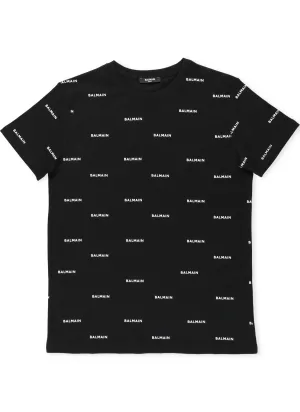 Balmain Kids Allover Logo Printed T-Shirt