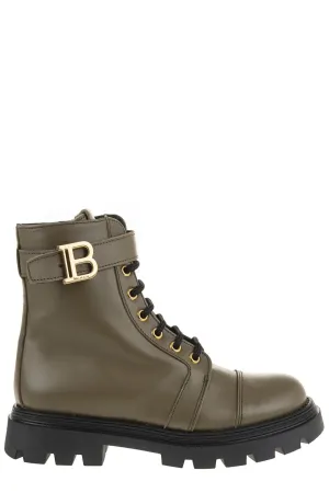 Balmain Kids B Buckled Lace-Up Boots