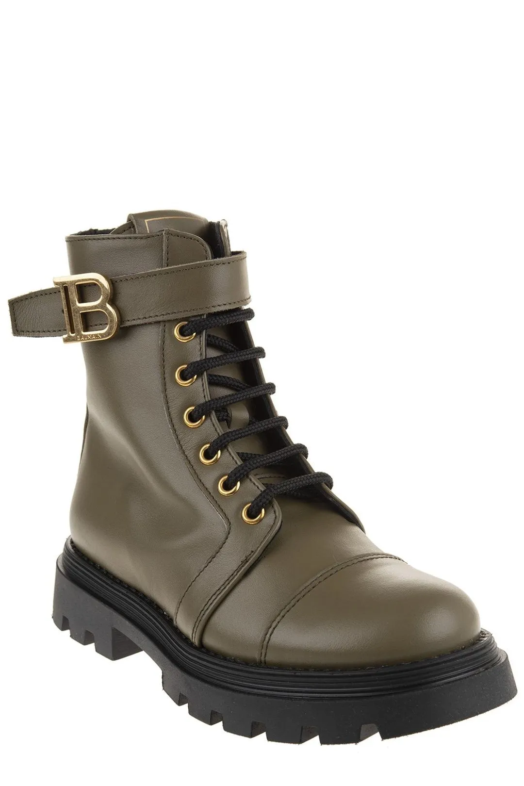 Balmain Kids B Buckled Lace-Up Boots