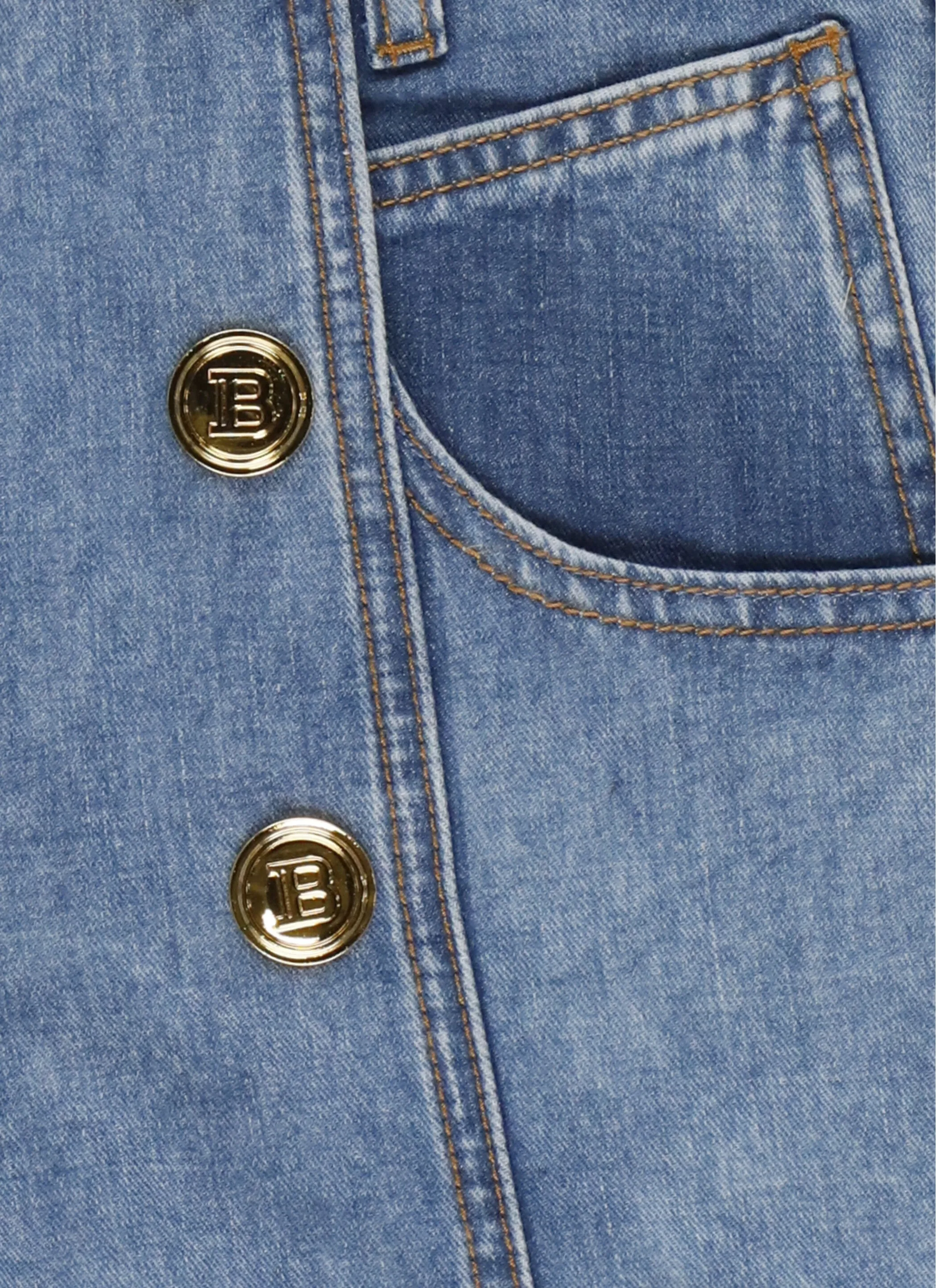 Balmain Kids Buttoned Detailed Denim Shorts