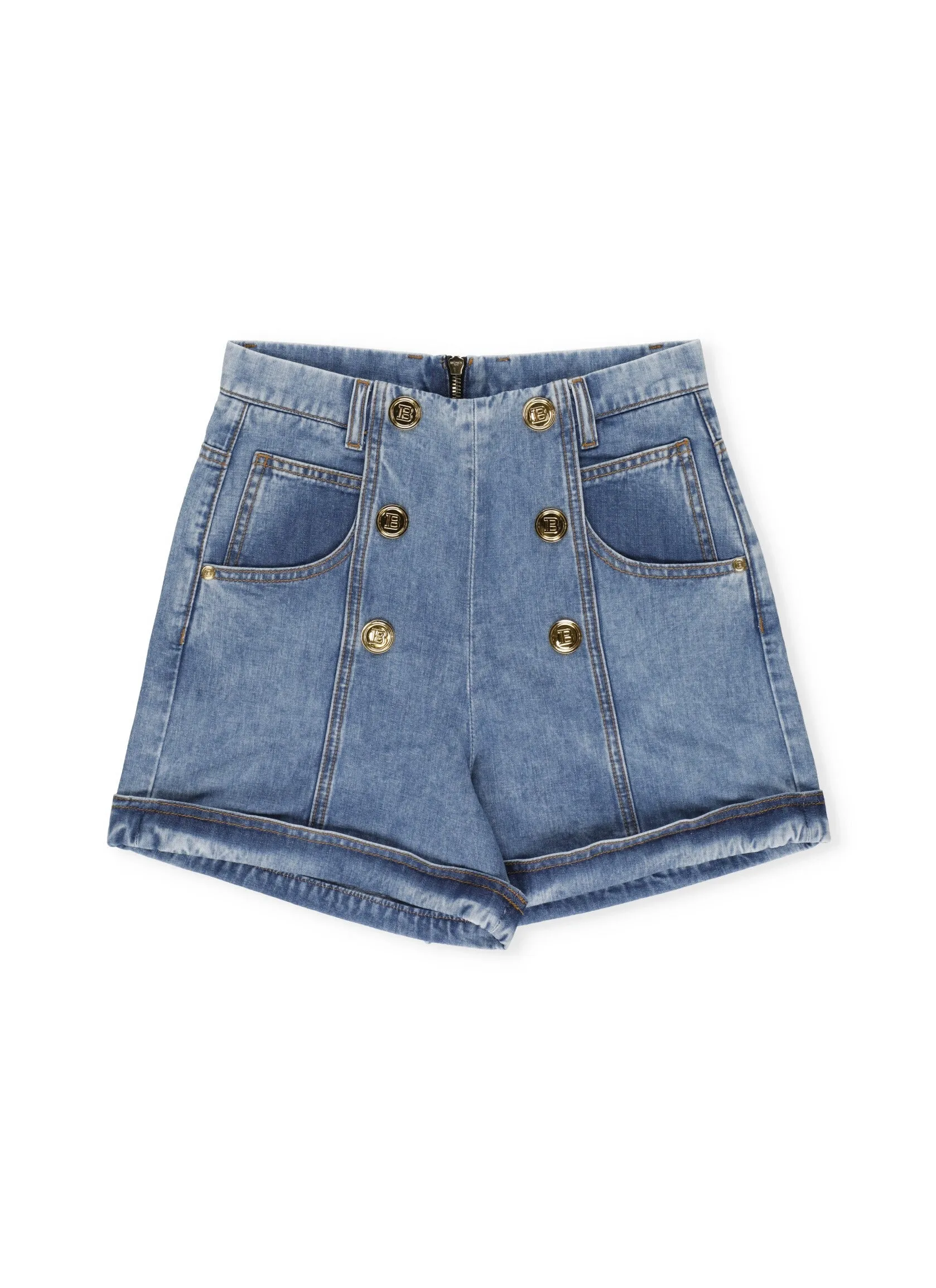 Balmain Kids Buttoned Detailed Denim Shorts