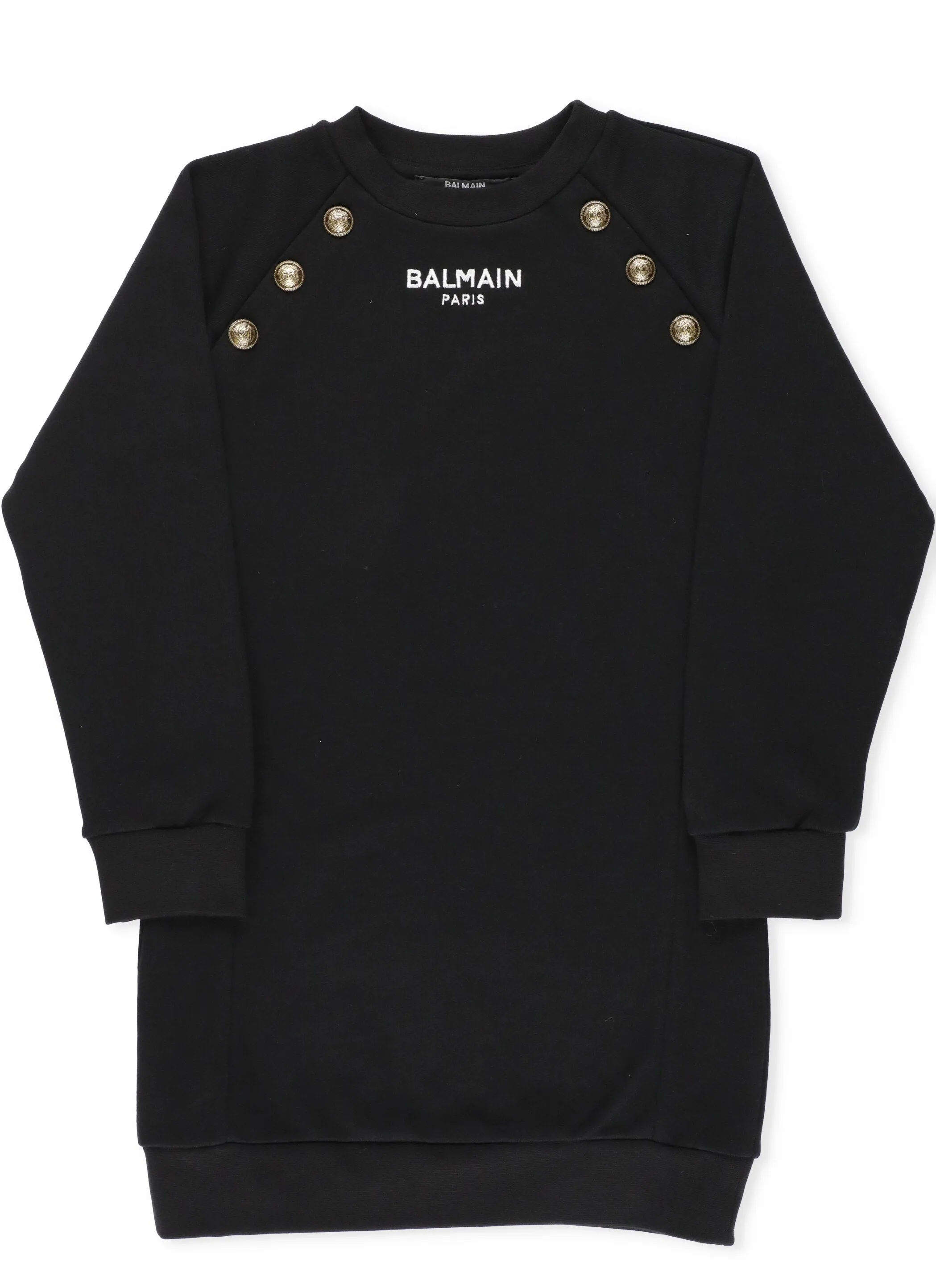 Balmain Kids Buttoned Logo Print Dress