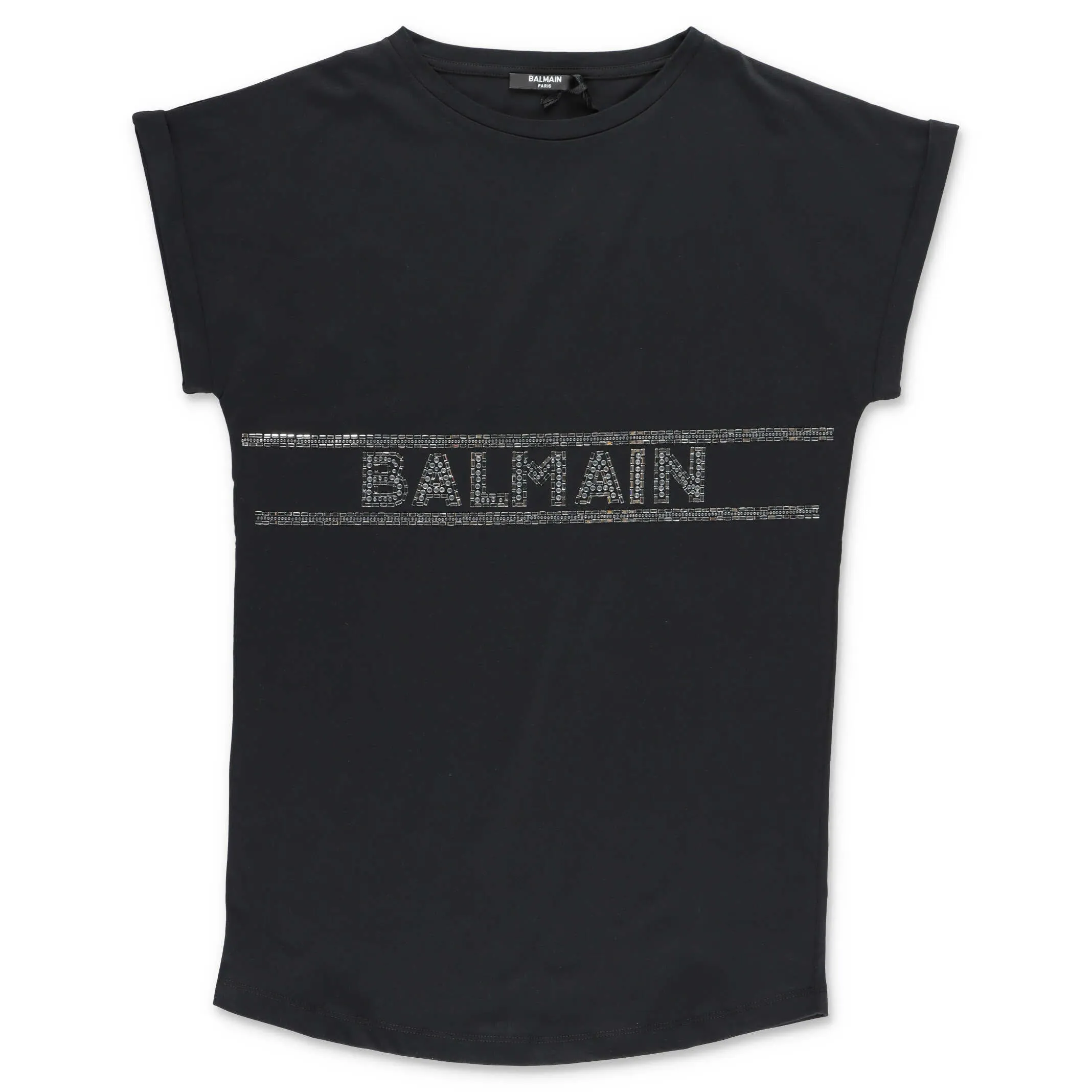 Balmain Kids Crystal Embellished Logo T-Shirt Dress
