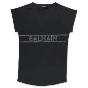 Balmain Kids Crystal Embellished Logo T-Shirt Dress