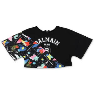Balmain Kids Graphic Printed Cropped T-Shirt