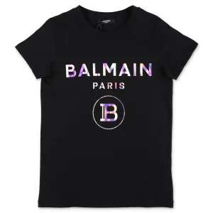 Balmain Kids Holographic Foil Logo T-Shirt