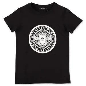 Balmain Kids Logo Crest Print T-Shirt