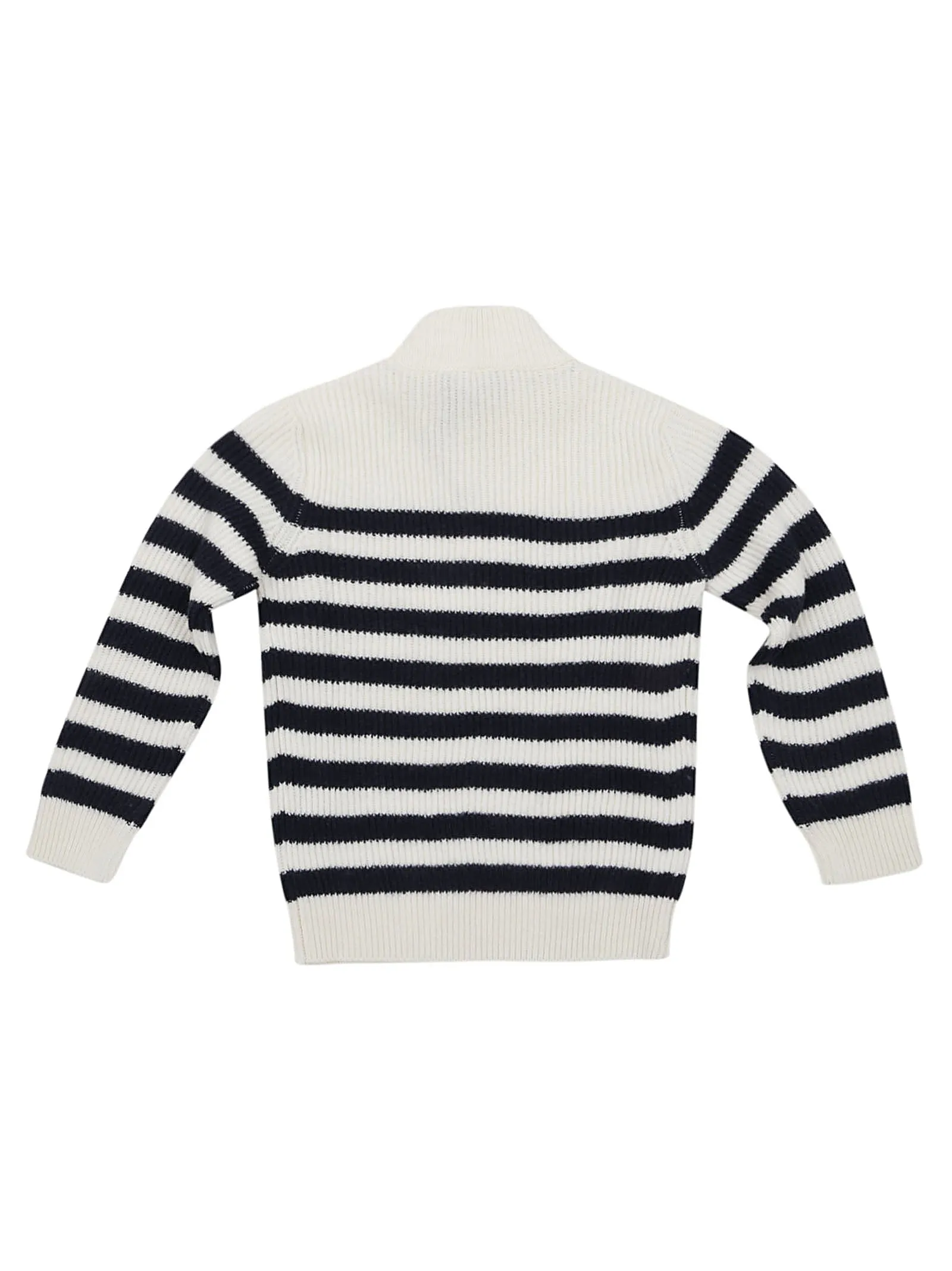 Balmain Kids Logo Crest Striped Knit Jumper