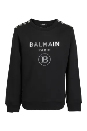 Balmain Kids Logo Embossed Crewneck Sweatshirt