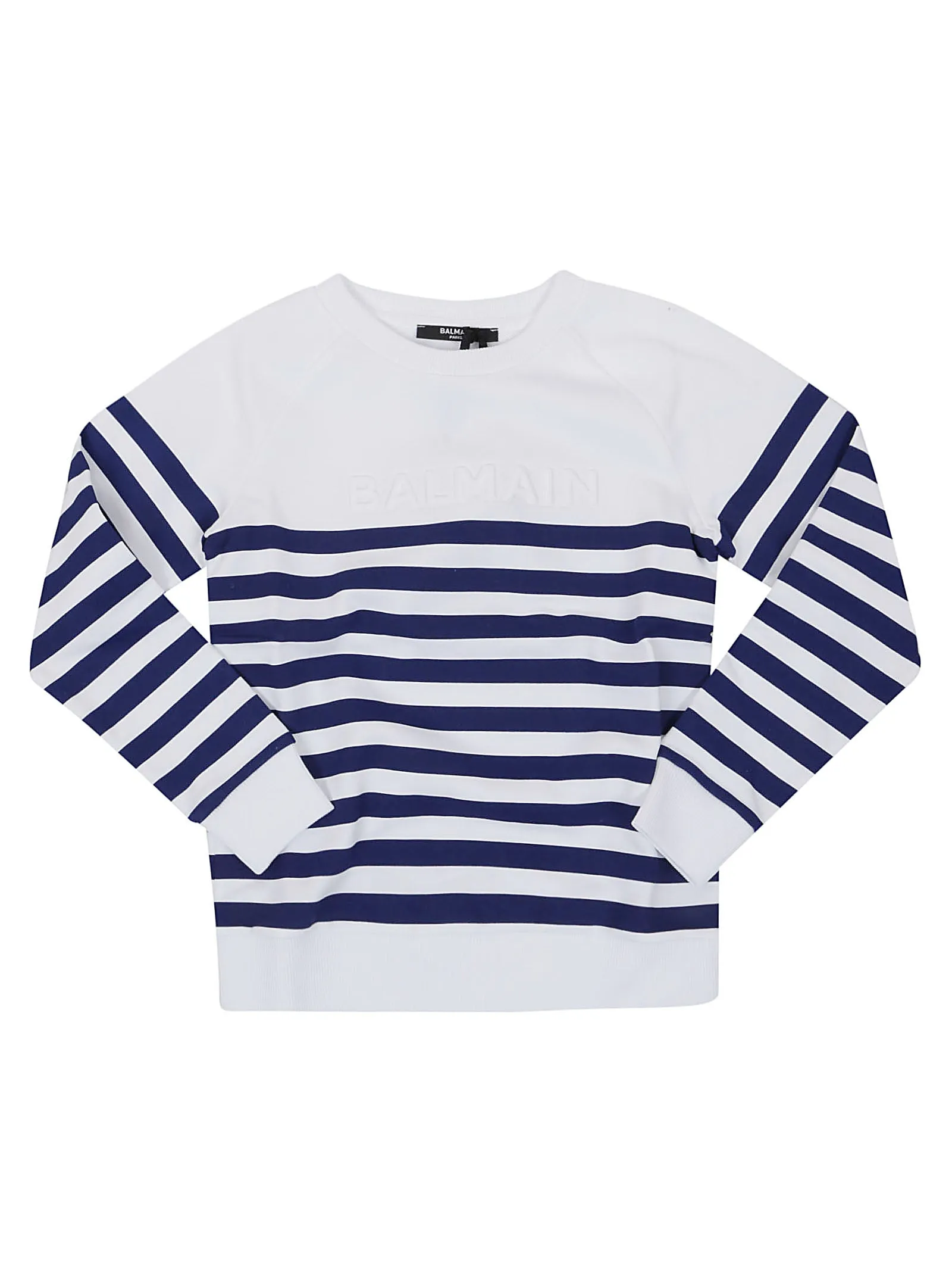 Balmain Kids Logo Embossed Striped Sweatshirt