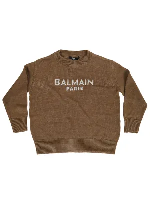 Balmain Kids Logo Embroidered Knit Jumper