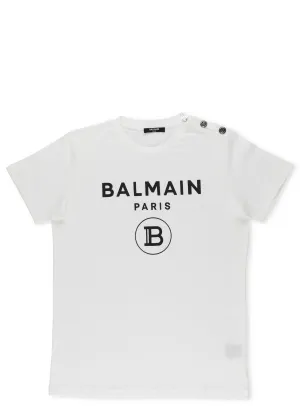 Balmain Kids Logo Print Crewneck T-Shirt