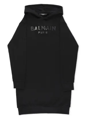 Balmain Kids Logo Print Hoodie Dress