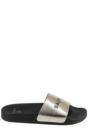 Balmain Kids Logo Print Open-Toe Slides