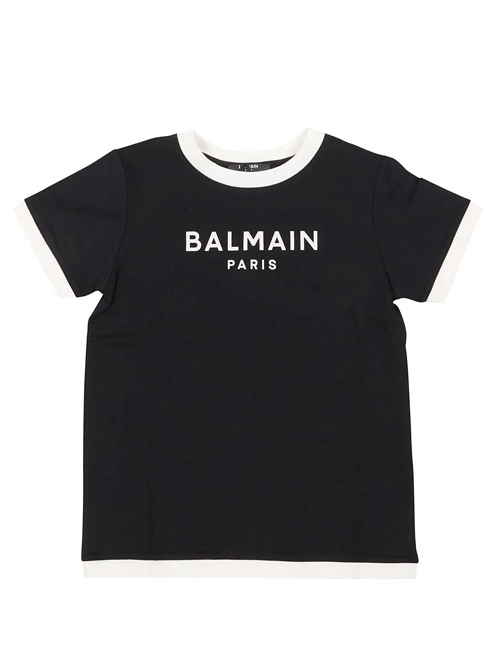 Balmain Kids Logo Printed Contrast Trim T-Shirt