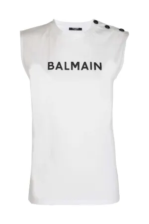 Balmain Kids Logo Printed Crewneck Sleeveless T-Shirt