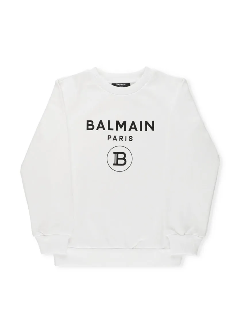 Balmain Kids Logo Printed Crewneck Sweatshirt