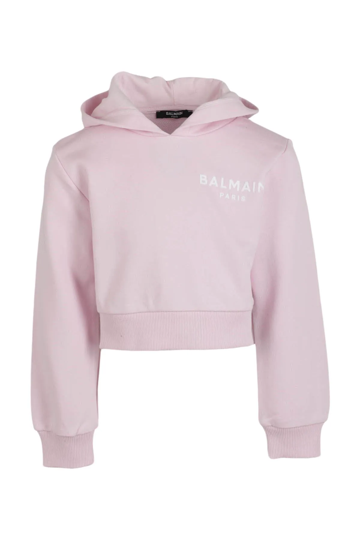 Balmain Kids Logo Printed Cropped Hoodie