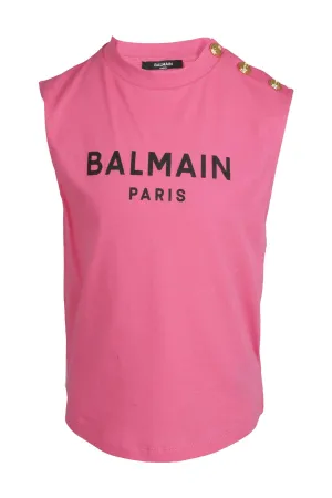 Balmain Kids Logo Printed Sleeveless Top