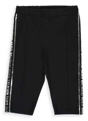 Balmain Kids Logo Side Stripe Cropped Leggings