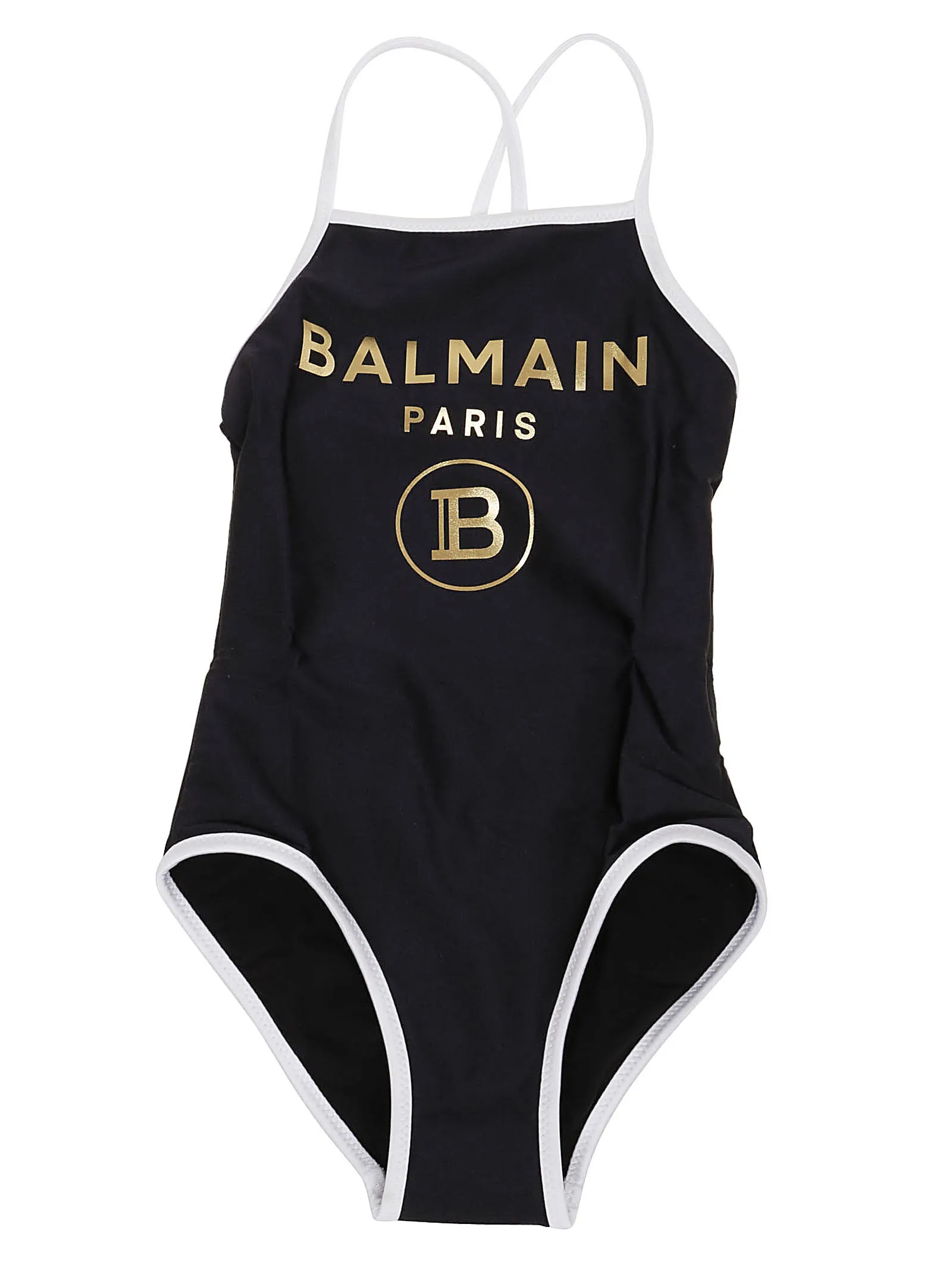 Balmain Kids Metallic Logo Printed Swimsuit