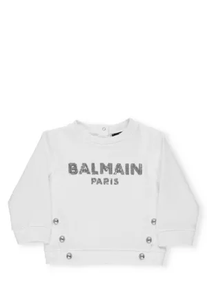 Balmain Kids Sequin Logo Button Detail Sweatshirt