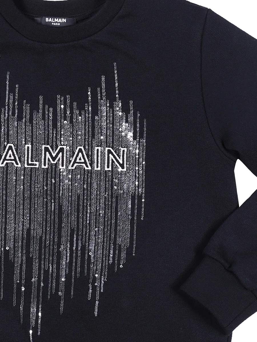 Balmain Kids Sequined Logo Sweatshirt