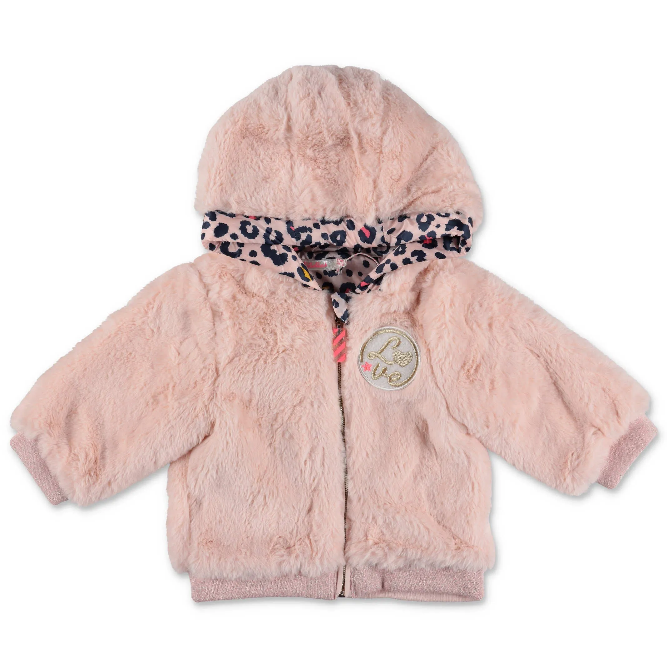 Billieblush Embroidered Patch Faux Fur Hooded Jacket
