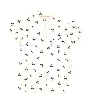 Bonpoint Allover Cherry Printed Short Sleeved Shirt