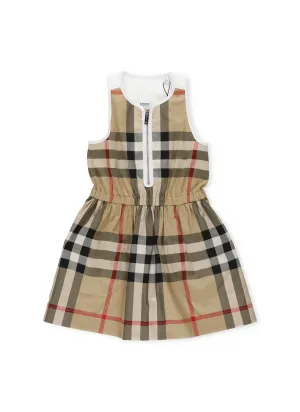 Burberry Kids Check Pattern Zipped Sleeveless Dress