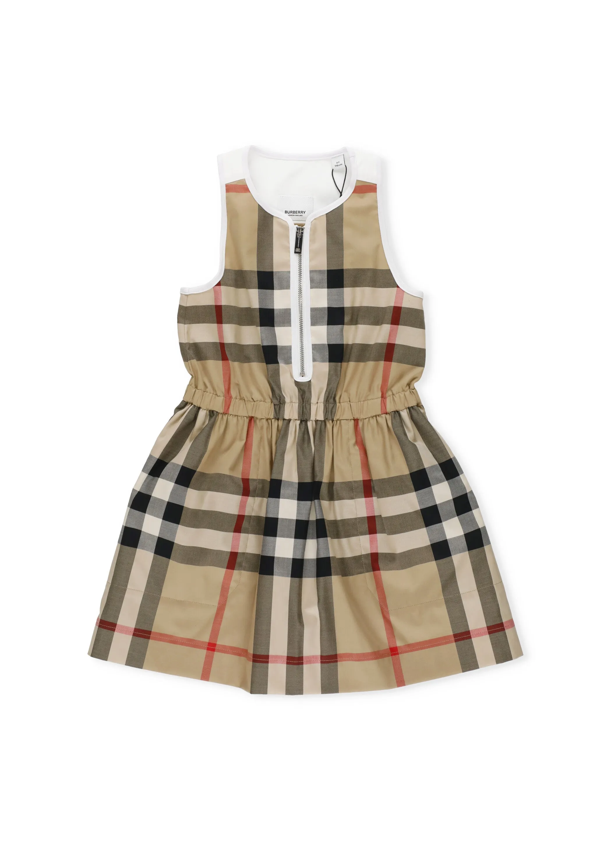 Burberry Kids Check Pattern Zipped Sleeveless Dress