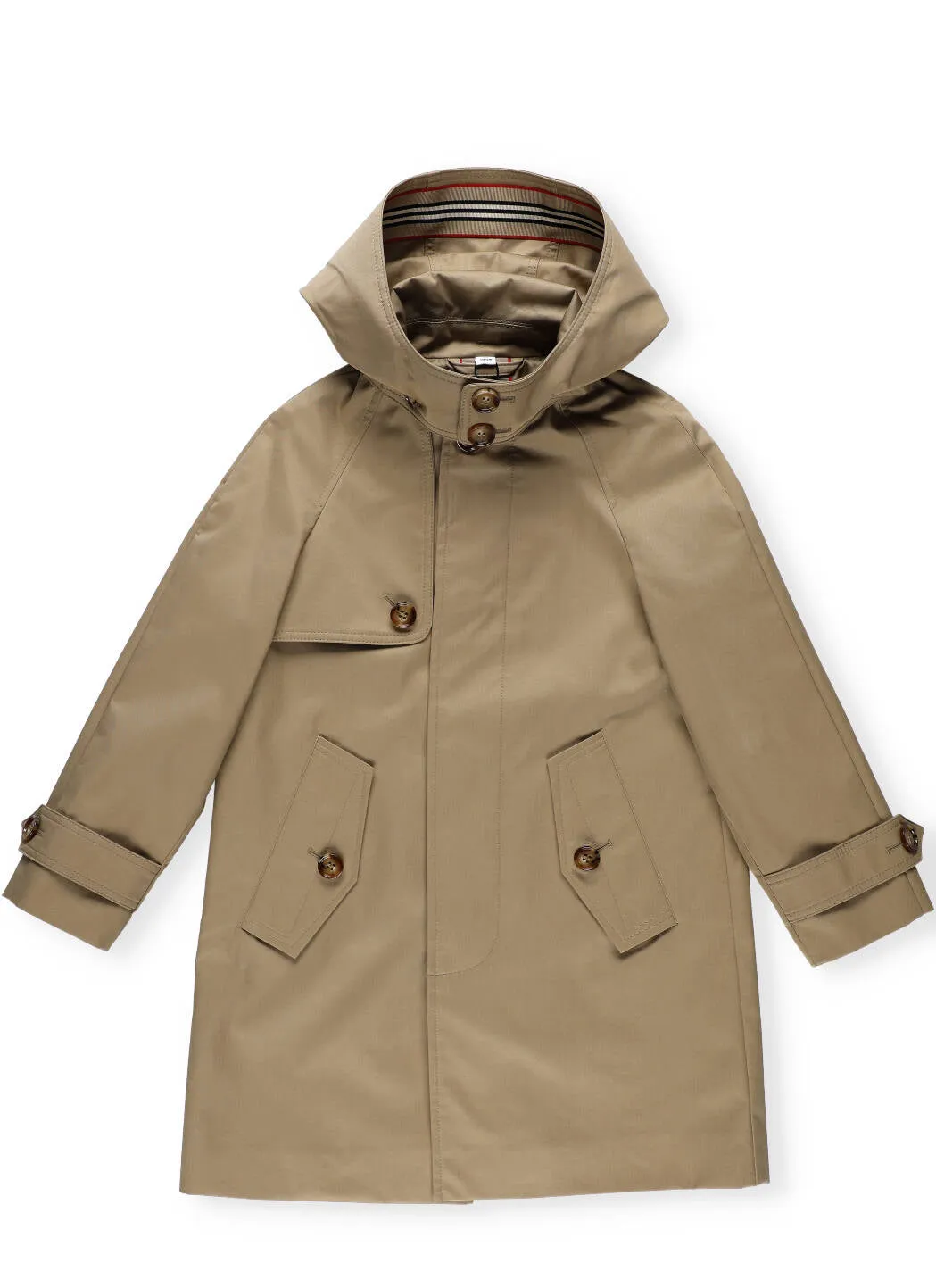 Burberry Kids Detachable Hood Icon Stripe Trim Car Coat