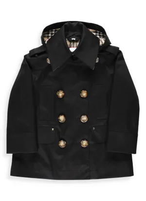 Burberry Kids Double Breasted Hooded Trench Coat