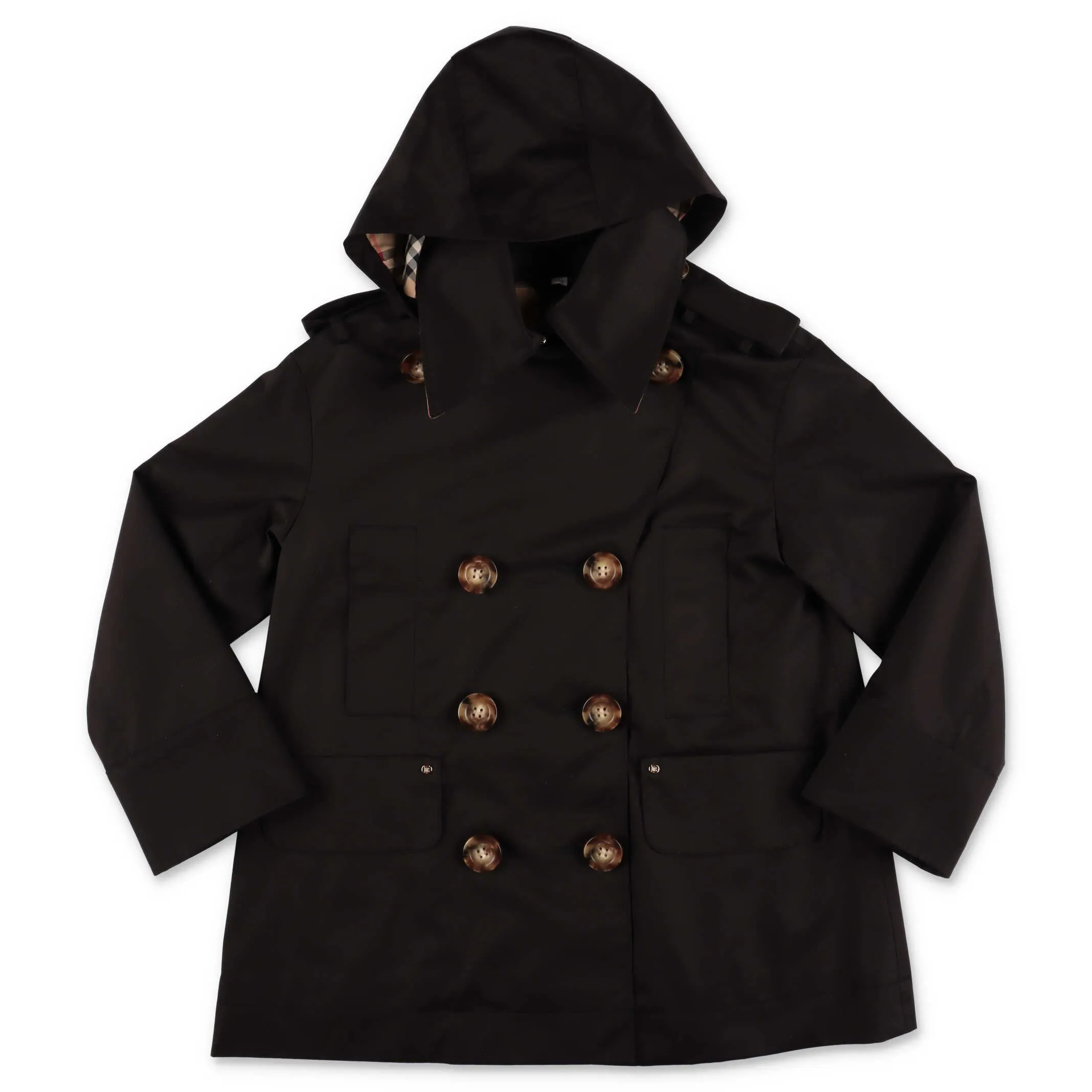 Burberry Kids Double Breasted Hooded Trench Coat