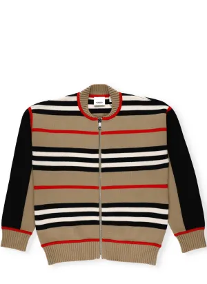 Burberry Kids Icon Stripe Knit Zipped Cardigan