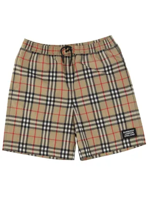 Burberry Kids Logo Appliqu Vintage Check Swim Shorts