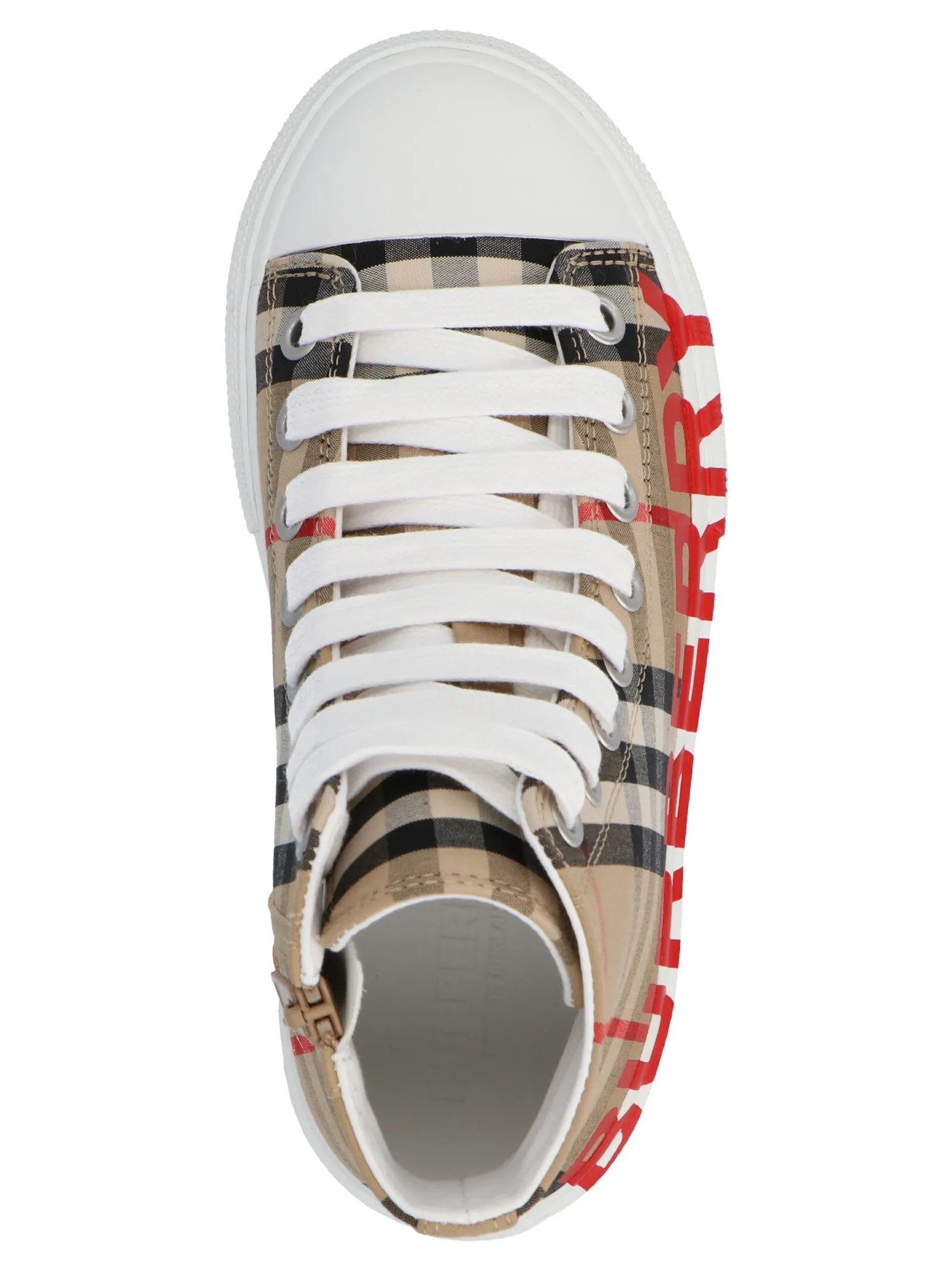 Burberry Kids Logo Print Vintage Check High-Top Sneakers