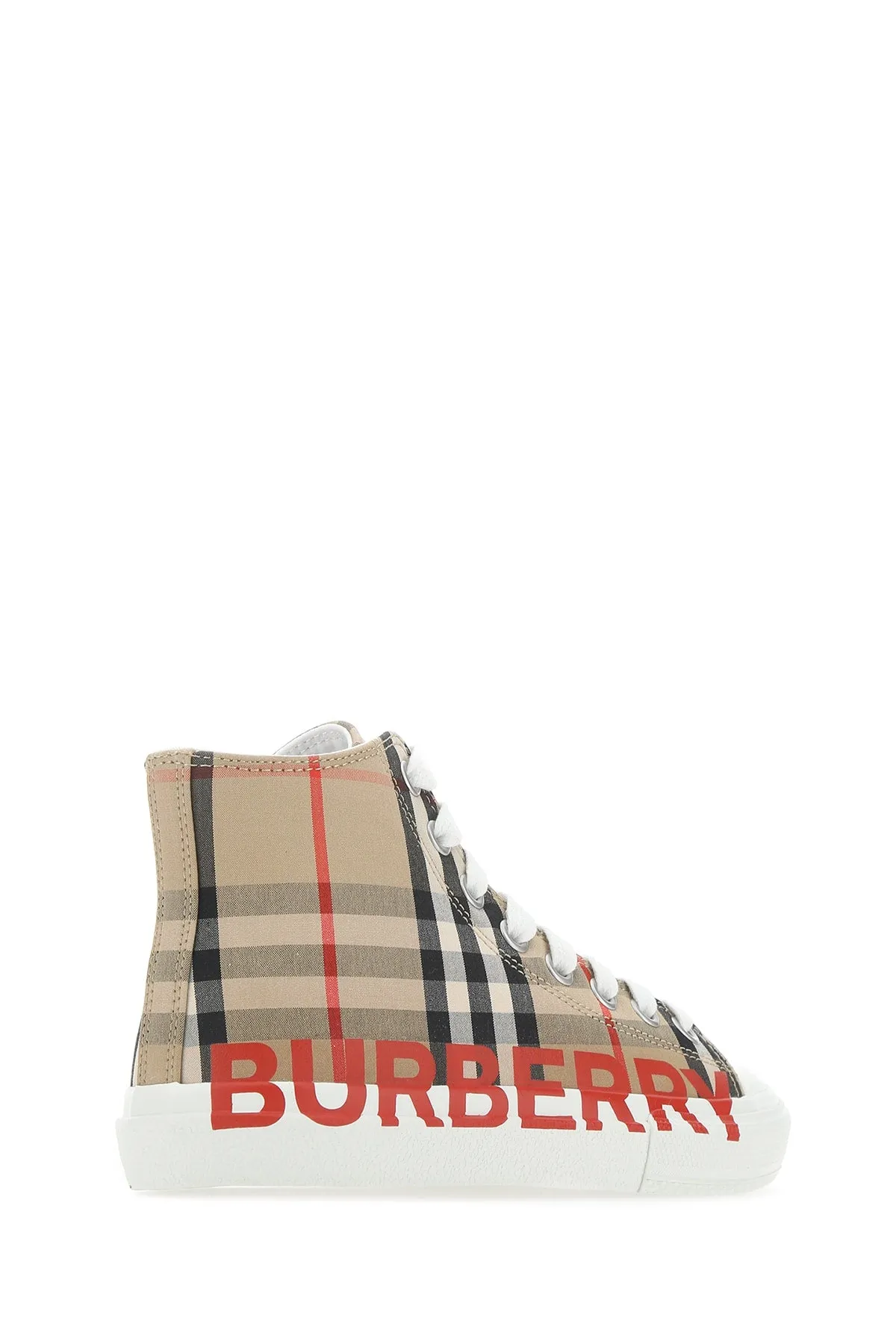 Burberry Kids Logo Print Vintage Check High-Top Sneakers
