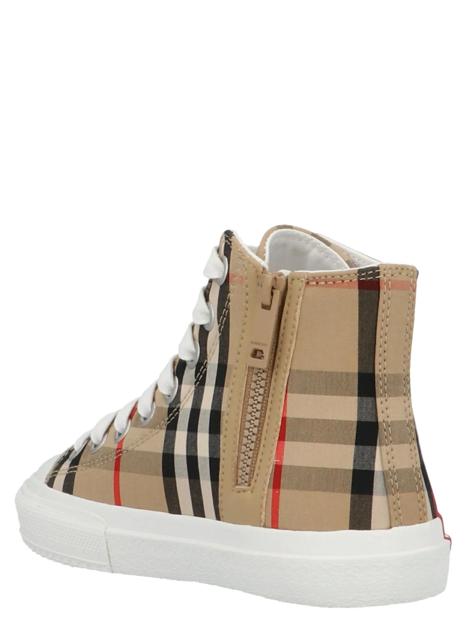 Burberry Kids Logo Print Vintage Check High-Top Sneakers