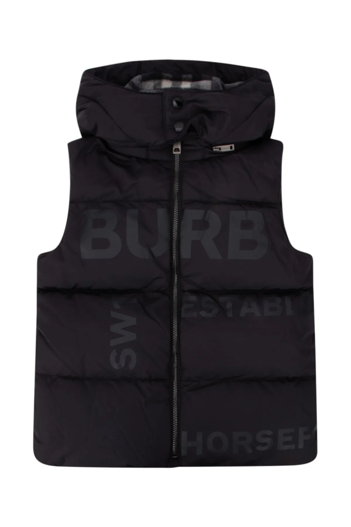 Burberry Kids Logo Printed Hooded Puffer Vest