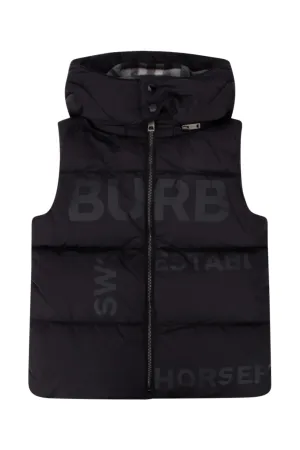 Burberry Kids Logo Printed Hooded Puffer Vest