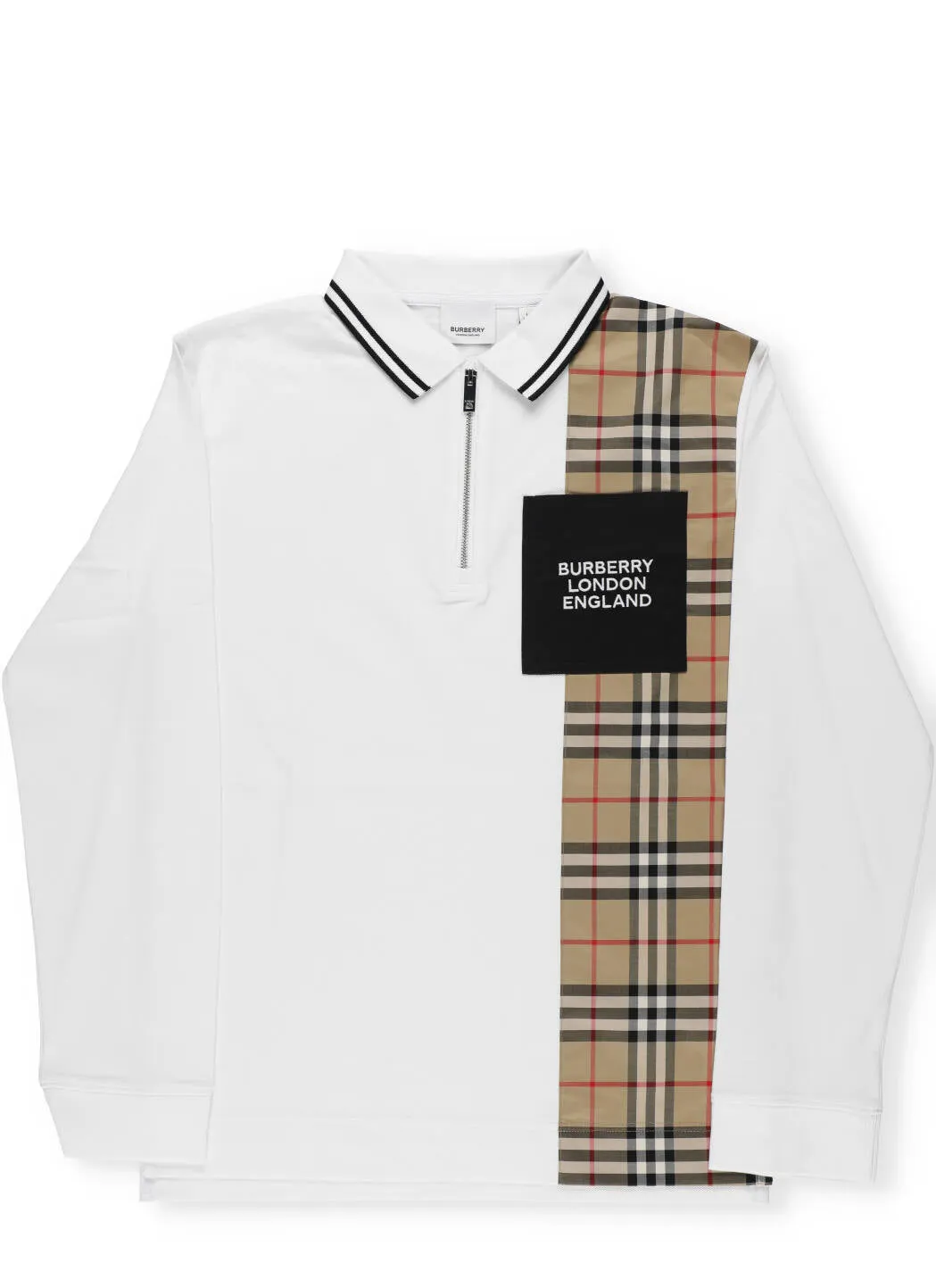Burberry Kids Long Sleeve Vintage Check Panel Polo Shirt