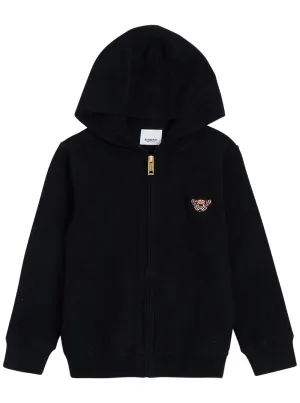 Burberry Kids Thomas Bear Detail Hooded Zipped Cardigan