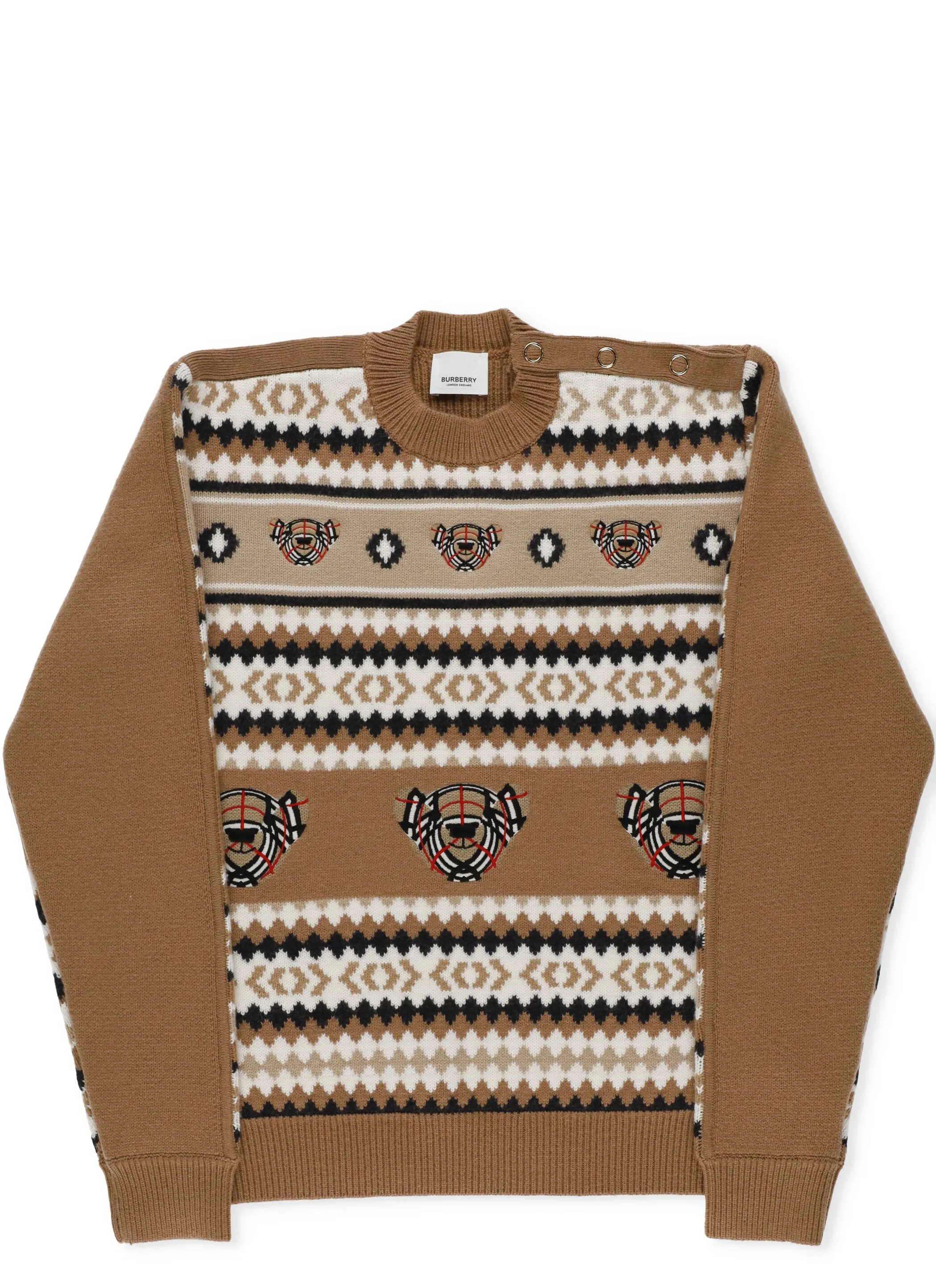 Burberry Kids Thomas Bear Geometric Intarsia-Knit Jumper