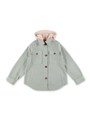 Chlo Kids Buttoned Long Sleeved Hooded Jacket