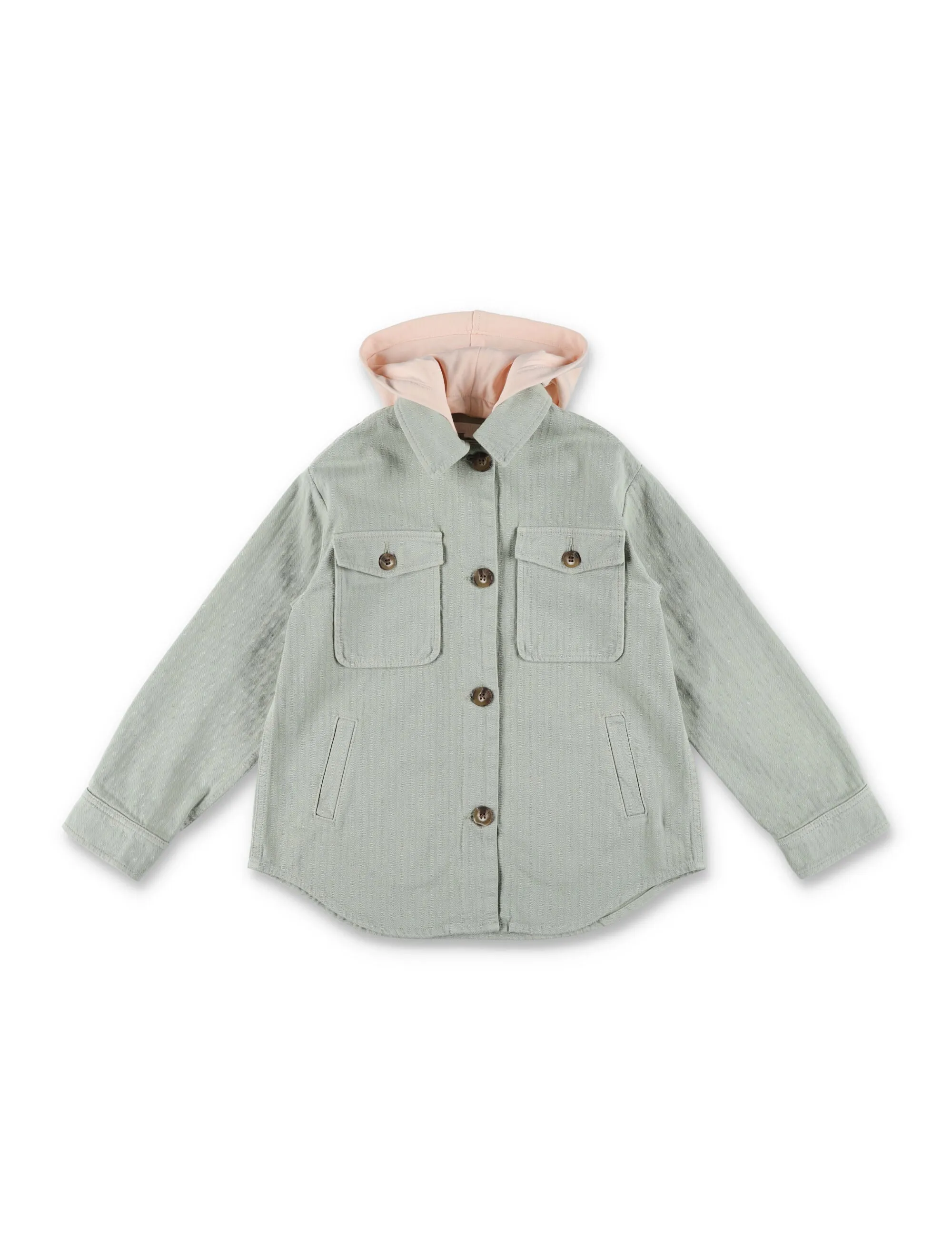 Chlo Kids Buttoned Long Sleeved Hooded Jacket