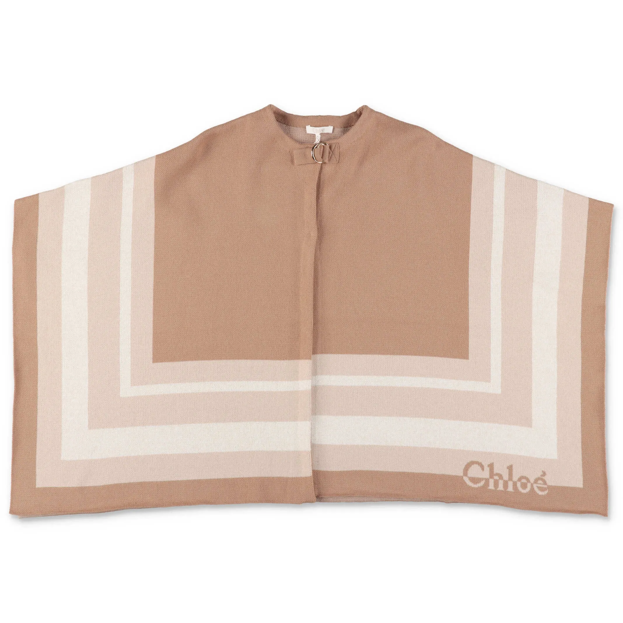 Chlo Kids Colour-Block Knit Cape Coat