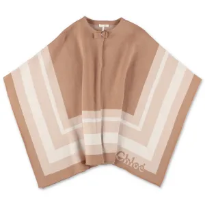 Chlo Kids Colour-Block Knit Cape Coat