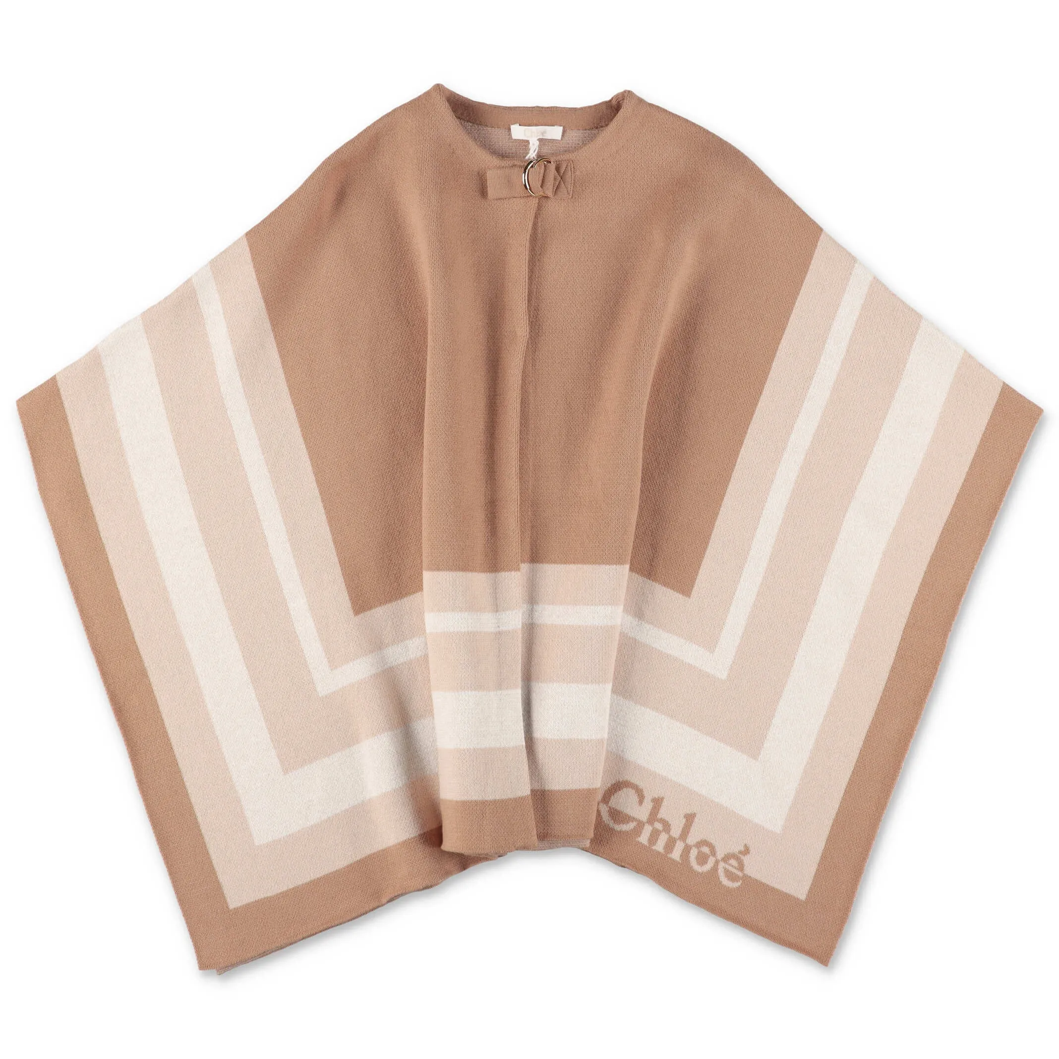 Chlo Kids Colour-Block Knit Cape Coat